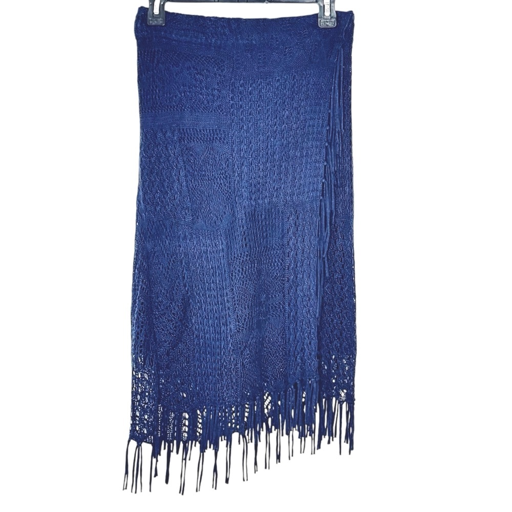 Vintage Lauren Ralph Lauren Y2K 2000s Crochet Fringe Western Midi Skirt